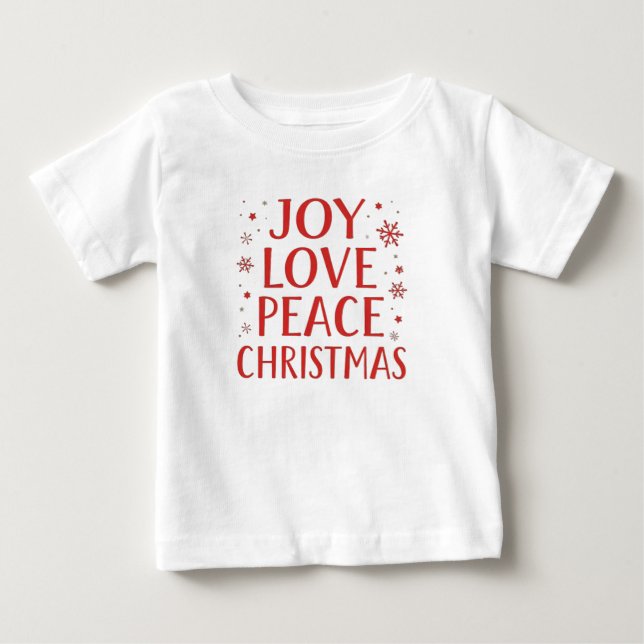 Joy Love Peace Christmas Festive Typography Hoodie T Shirt (Framsida)