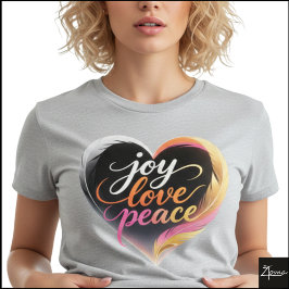 Joy Love Peace Neon Heart Script T Shirt