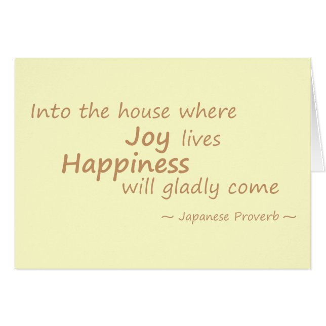 Joy, lycka, gult hälsningskort (Framsidan Horizontal)