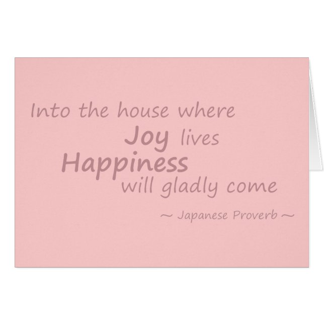 Joy, lycka, rosa hälsningskort (Framsidan Horizontal)