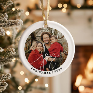 Joy Minimalist Family-julklapp 2023-Helgdag Julgransprydnad Keramik