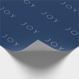 Joy Minimalist Navy Blue Typography Mönster Presentpapper