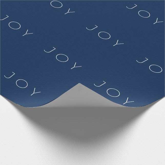 Joy Minimalist Navy Blue Typography Mönster Presentpapper (Hörn)