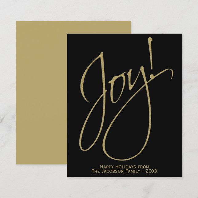 Joy! Minimalistiskt Guld & Black BUDGET-Helgdag (Fram/baksida)