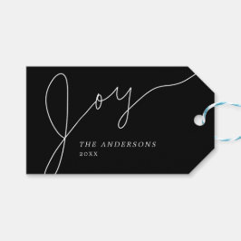 Joy Modern Black and White Hand Lettered Script Presentetikett