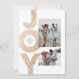 Joy modern bronze-spektakel två fotojul julkort