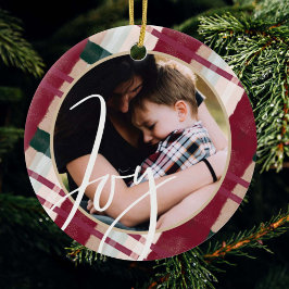 Joy | Modern färgfoto för vattenfärg och Grönt med Julgransprydnad Keramik