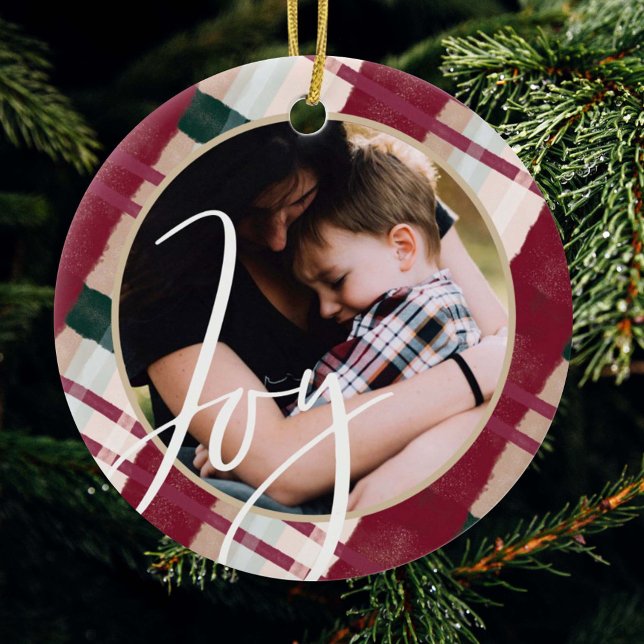 Joy | Modern färgfoto för vattenfärg och Grönt med Julgransprydnad Keramik (Skapare uppladdad)