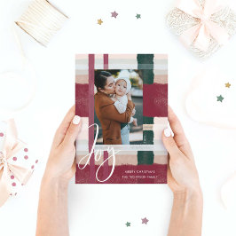 Joy | Modern färgfoto för vattenfärg och Grönt med Julkort