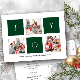 JOY Modern Grönt Roligt Script Photo Collage Simpl Vykort
