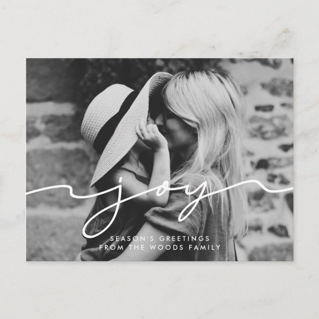 Joy Modern handskriven Helgdag av skript Vykort (Framsida)