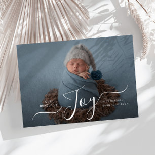 JOY modern helgdag-foto för födelseanmälan Julkort