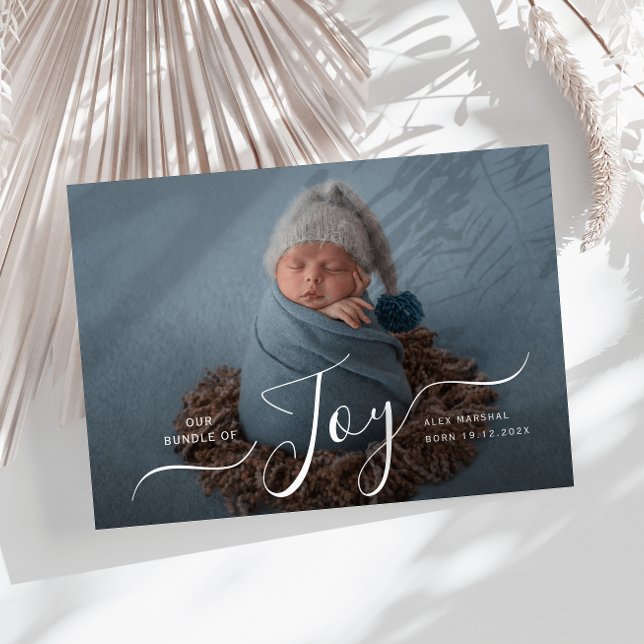 JOY modern helgdag-foto för födelseanmälan Julkort (Skapare uppladdad)