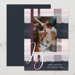 Joy | Modern navy & Lila Watercolor Play Photo Julkort