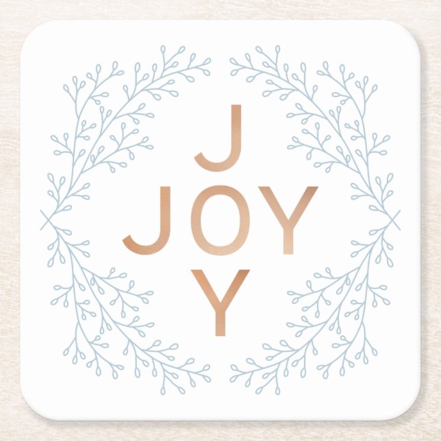 Joy | Modern och Elegant Vit jul Underlägg Papper Kvadrat (Framsidan)