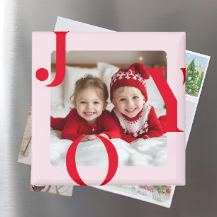 JOY Modern Red & Rosa-julfotfoto Gift Magnet