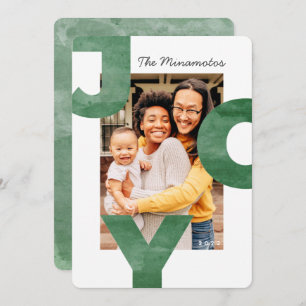 Joy Modern Simple Coola Typography Family Photo Julkort