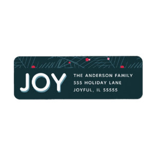 Joy Modern Spruce Anpassningsbar Helgdag Returadre Returadress Etikett