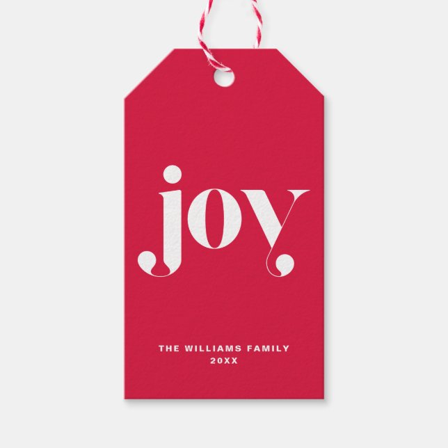 Joy Modern Typography Personlig Helgdag Presentetikett (Framsidan)