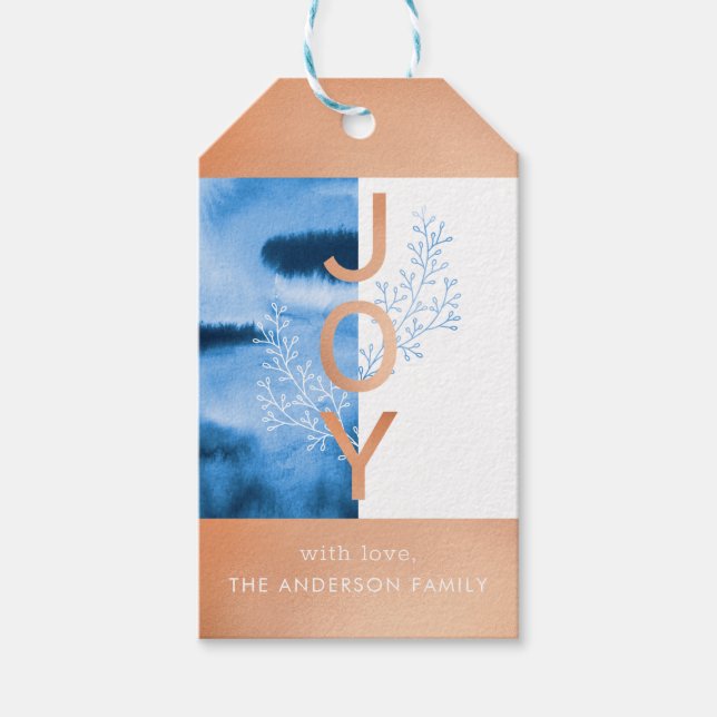 Joy | Modern vattenfärg Tvättar Helgdag Gift-Märkr Presentetikett (Framsidan)