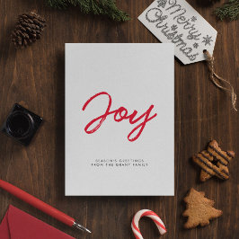 Joy, modernt rött och vitt julkort