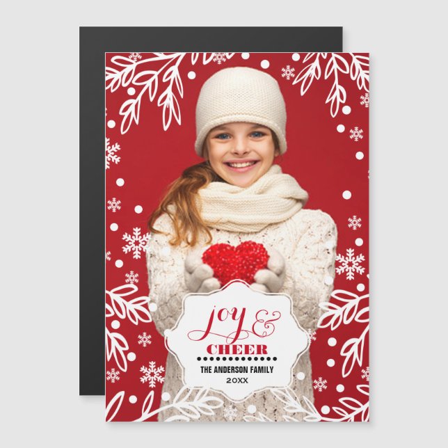 Joy och Cheer. Magnetiska julfoto (Fram/baksida)