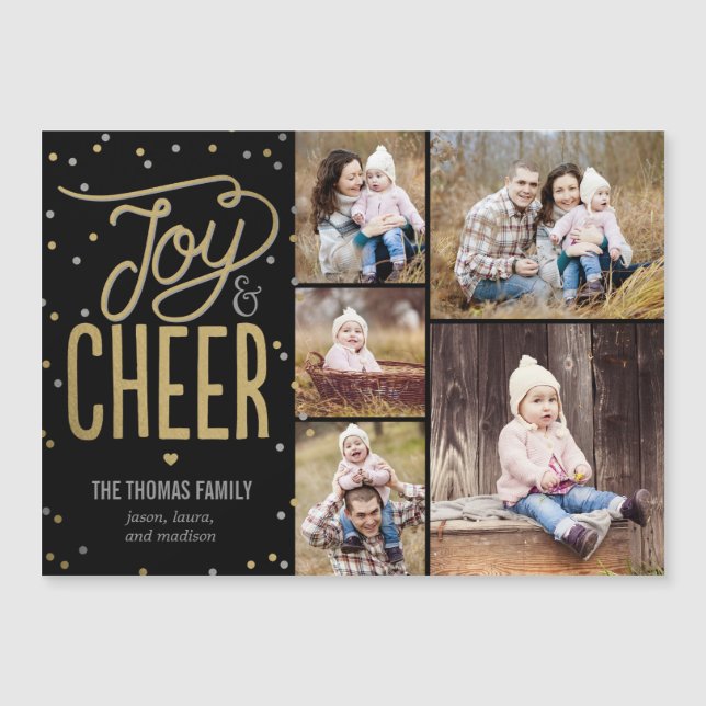 Joy och Cheer Photo Helgdag Thin Magnetic Card (Framsida)