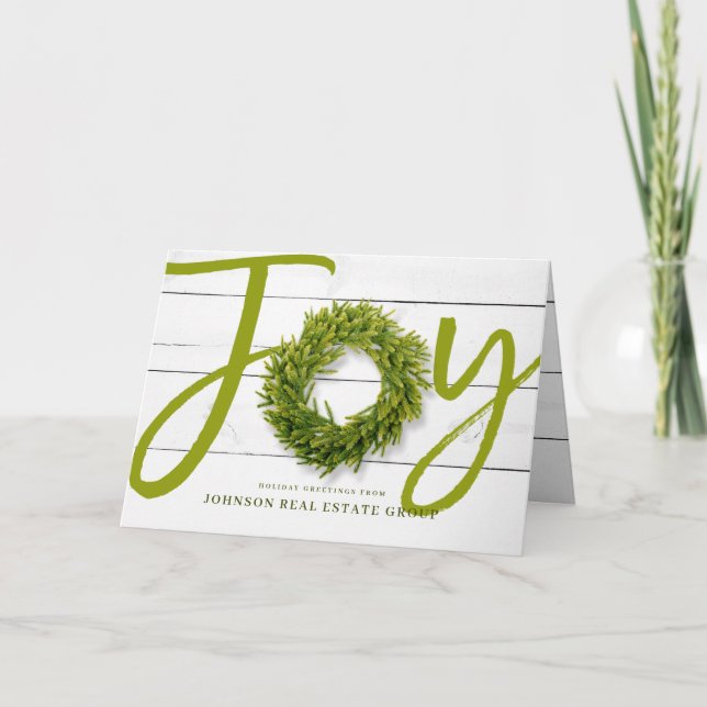 Joy och Foliage Wandeine on Wood | Holiday Greetin Kort (Framsida)