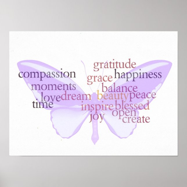 Joy och Gratitude Butterfly Poster (Framsidan)