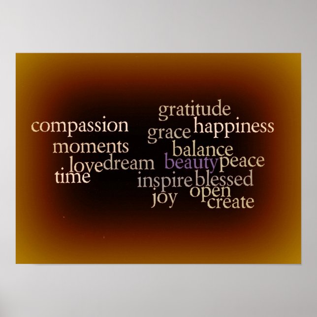 Joy och Gratitude Guld Poster (Framsidan)