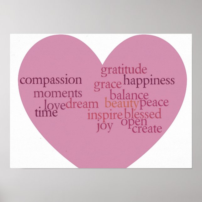 Joy och Gratitude Heart Poster (Framsidan)