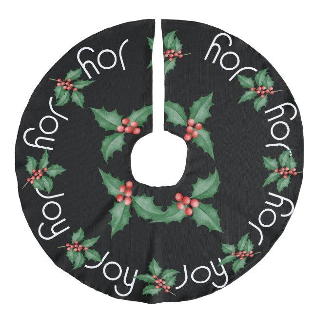 Joy och Holly Sprigs med Red Berries Julgransmatta Fusklinne (Framsidan)
