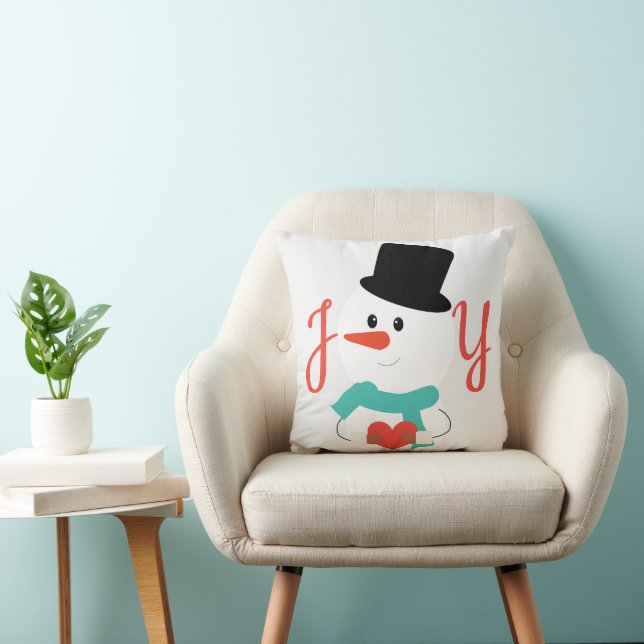 JOY och Kärlek Snögubbe | Cute Winter Kudde (Stol)