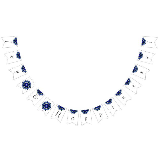 Joy och lycka! Mandala på mörk blått Vimplar (Alla)