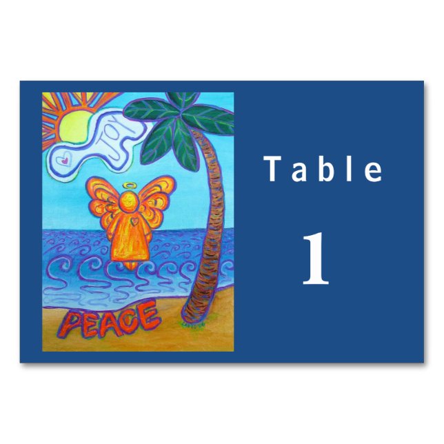 Joy och Peace Beach Angel Anpassningsbar Bord Card Bordsnummer (Framsidan)