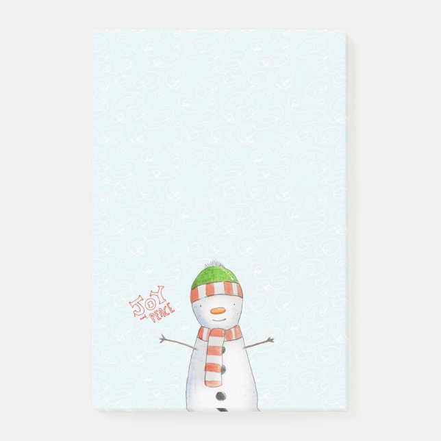 Joy och Peace | Cute Snögubbe jul Post-it Block (Framsida)