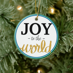 Joy och Peace Guld Grönt Blue Julgransprydnad Keramik