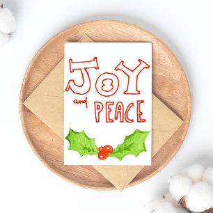 Joy och Peace Holly Löv jul Helg Vykort