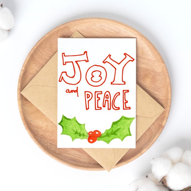 Joy och Peace | Holly Löv jul Helg Vykort (Skapare uppladdad)