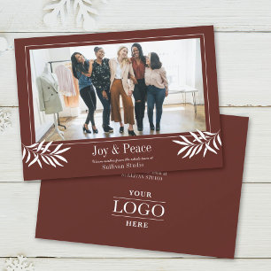 JOY och PEACE Modern Simple Photo Logotyp Business Julkort