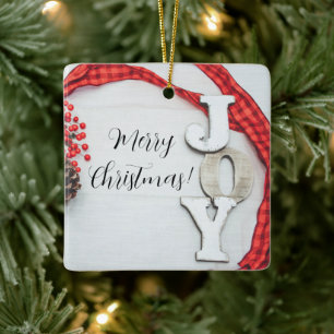 Joy och Ribbon Helgdag Collection Julgransprydnad Keramik