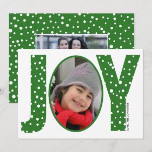 Joy och snö grönt - minimalt julfoto julkort