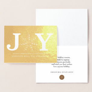 Joy och Snowflake Holiday Greetings Folierat Kort