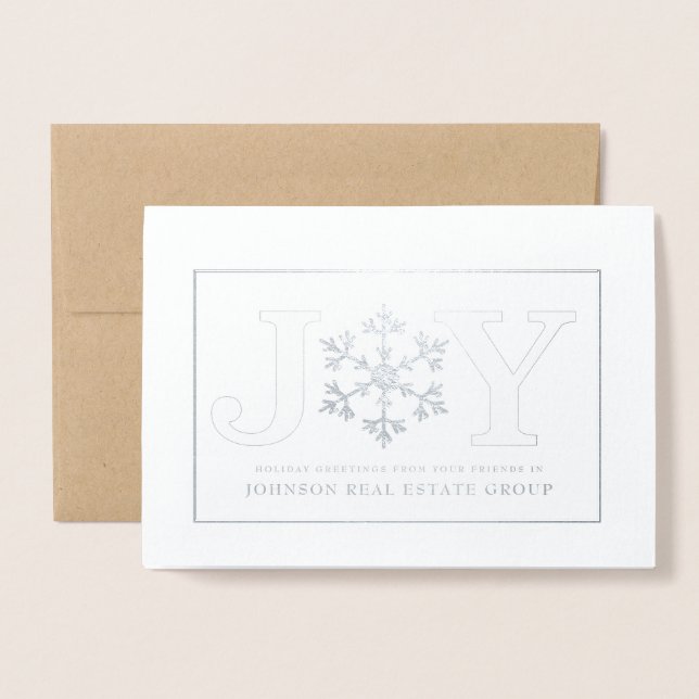 Joy och Snowflake | Holiday Greetings Folierat Kort (Framsida med kuvert)
