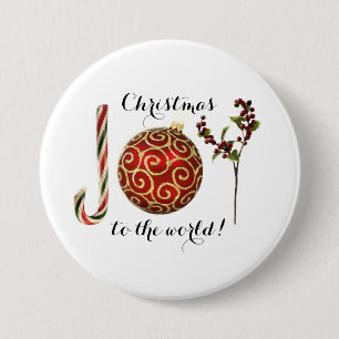 Joy ord art candy cane ornament och holly knapp