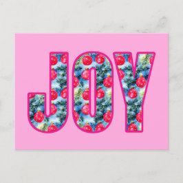 JOY Ord Art i Fuchsia Rosa and Teal Grönt Vykort