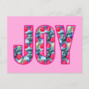 JOY Ord Art i Fuchsia Rosa and Teal Grönt Vykort