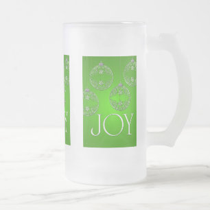Joy Ornaments on emerald grönt elegant Frostat Ölglas