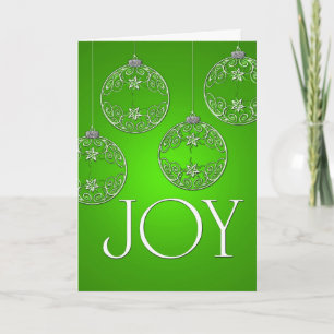 Joy Ornaments on emerald grönt elegant Helgkort