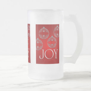 Joy Ornaments on ruby Red elegant Frostat Ölglas